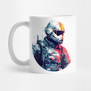 Man With Helmet Video Game Character Futuristic Warrior Portrait  Abstract Mug